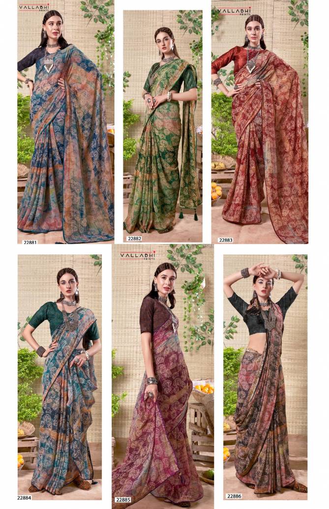Rushi By Vallabhi Printed Georgette Sarees Wholesale Clothing Suppliers In India